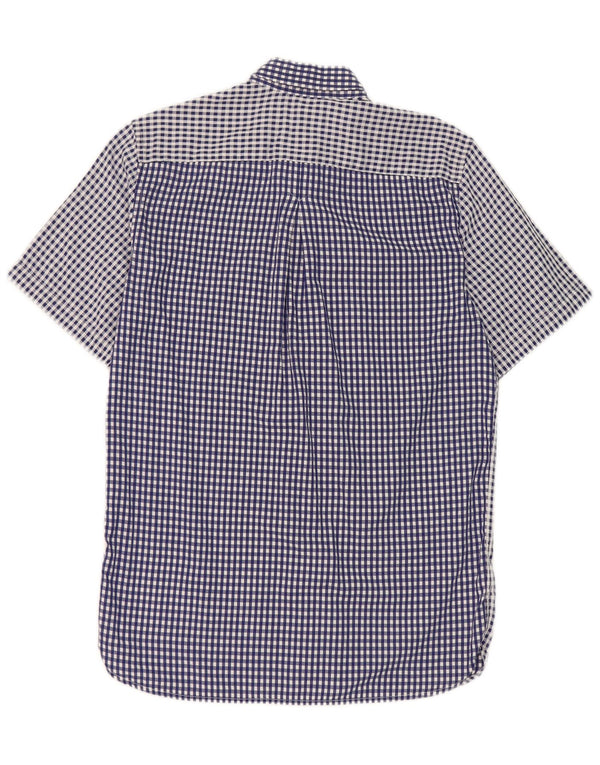 Fred Perry Mens Short Sleeve Shirt Small Blue Check Cotton