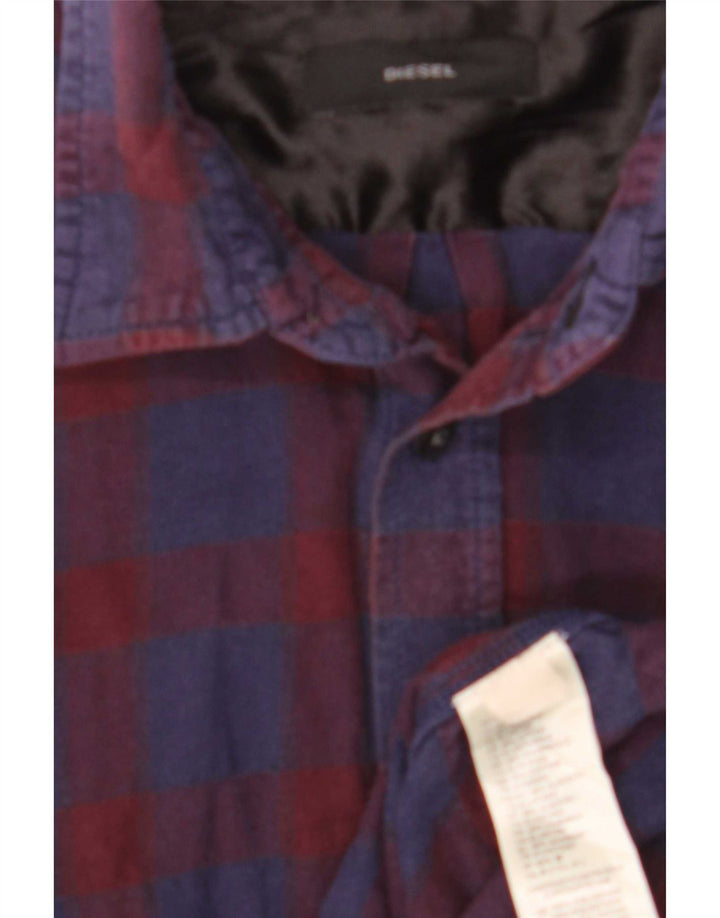 Diesel Herren-Flanellhemd, mittelblau, kariert, Baumwolle