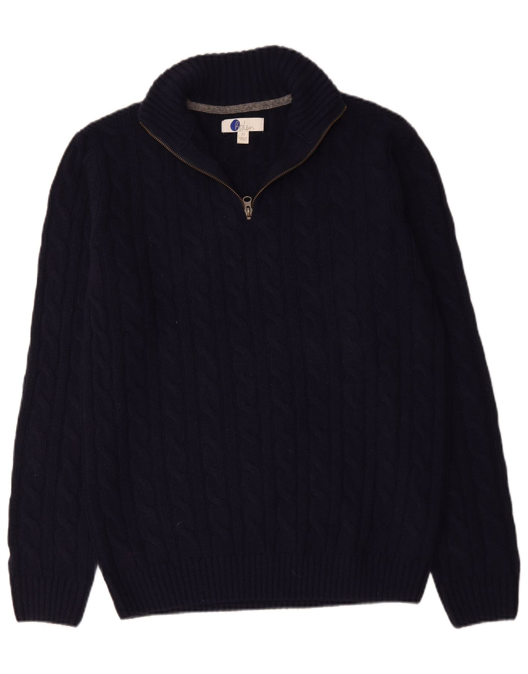 Boden Herren-Pullover mit Reißverschluss am Hals, mittlere marineblaue Wolle