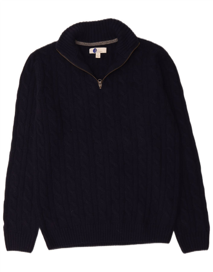 Boden Herren-Pullover mit Reißverschluss am Hals, mittlere marineblaue Wolle