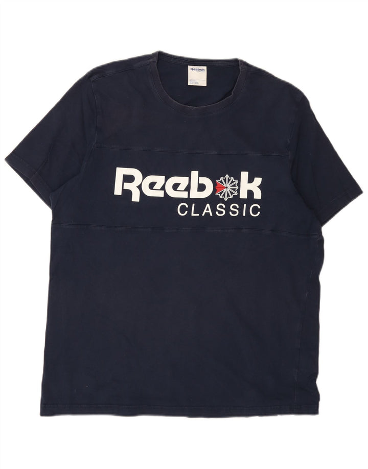 Reebok Herren-T-Shirt mit Grafik, groß, marineblau, Baumwolle