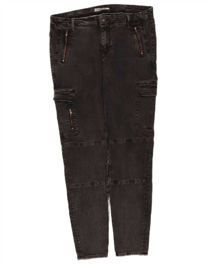 Zara Damen Cargo Slim Jeans EU 42 Large W32 L28 Grau