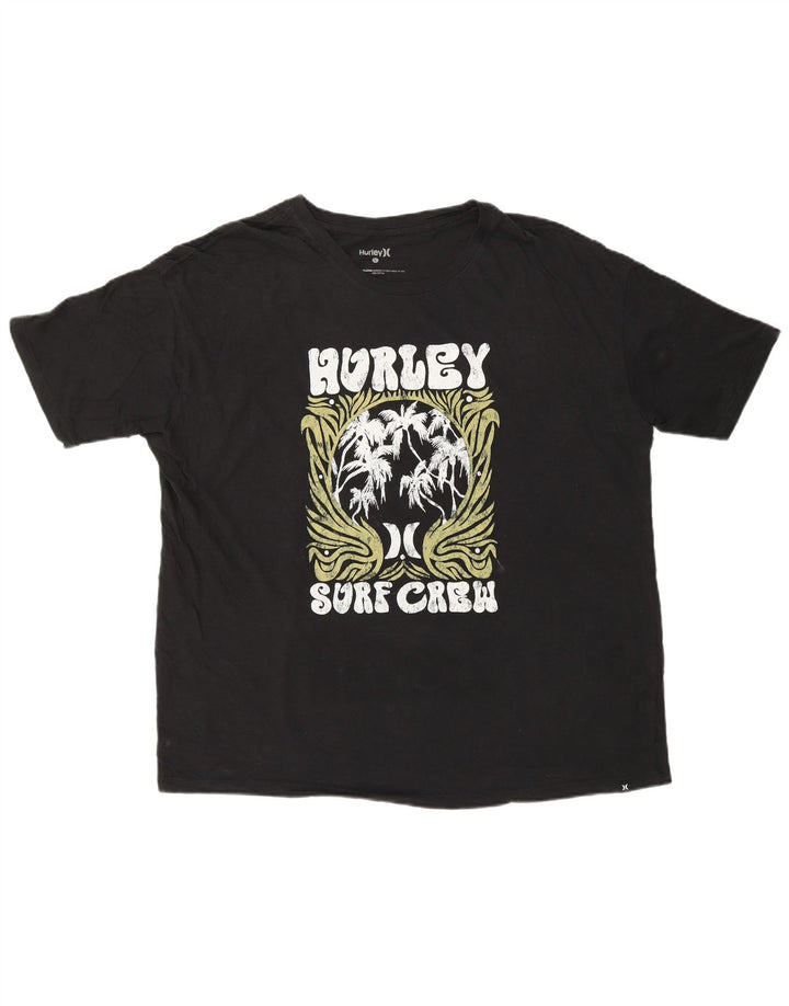 HURLEY Herren-T-Shirt mit Grafik, Größe L, aus schwarzer Baumwolle