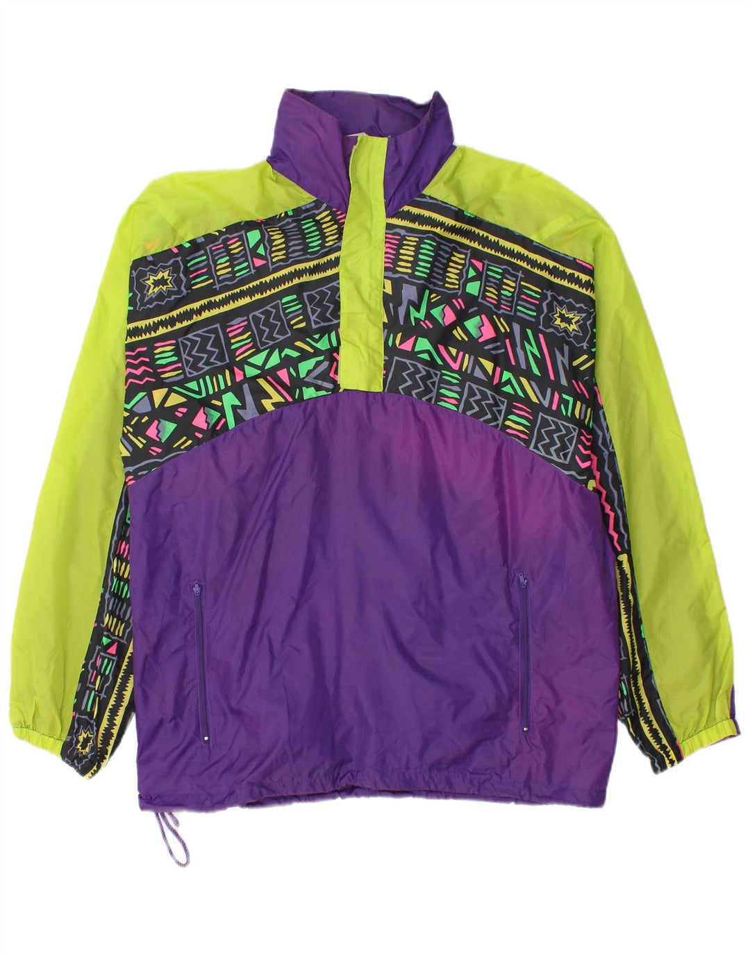 Vintage Herren Regenjacke UK 38 Medium Lila Geometrisch Polyamid