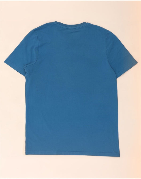 Jack & Jones Herren Grafik-T-Shirt-Oberteil aus mittelblauer Colourblock-Baumwolle