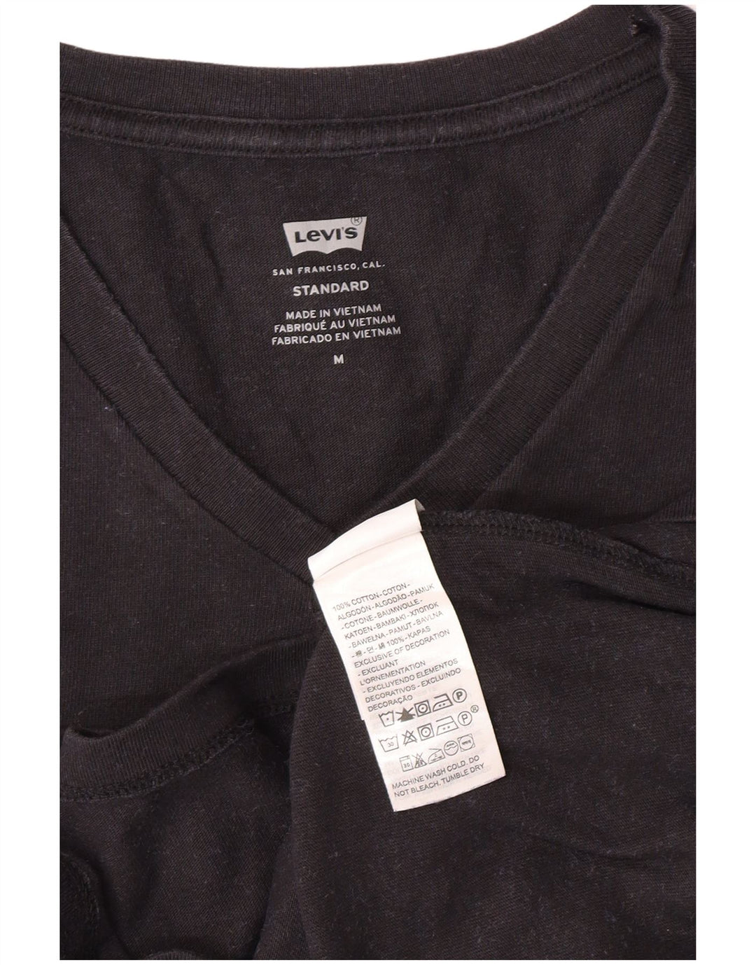 LEVI'S Herren Standard-T-Shirt-Oberteil aus mittelschwarzer Baumwolle