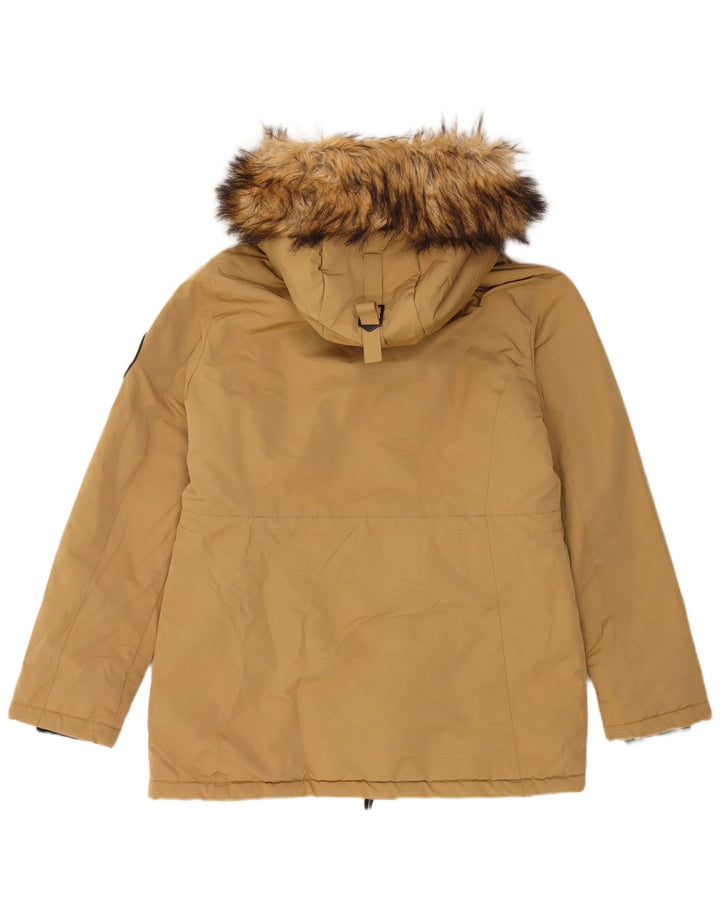 Superdry Damen-Parka mit Kapuze, UK 12, Mittelbeige, Polyester