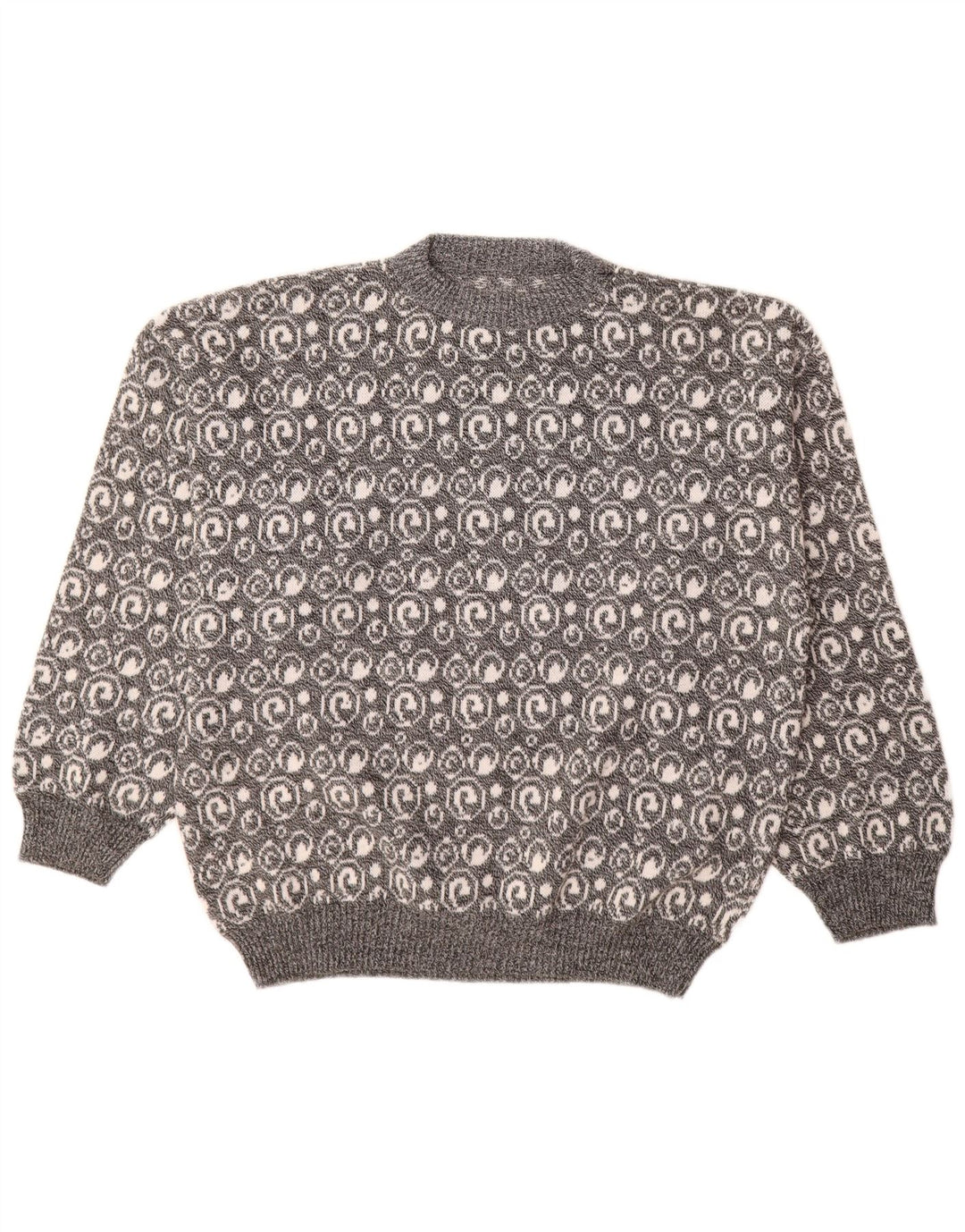 Vintage Herren Pullover mit Rundhalsausschnitt, groß, grau, Paisleymuster
