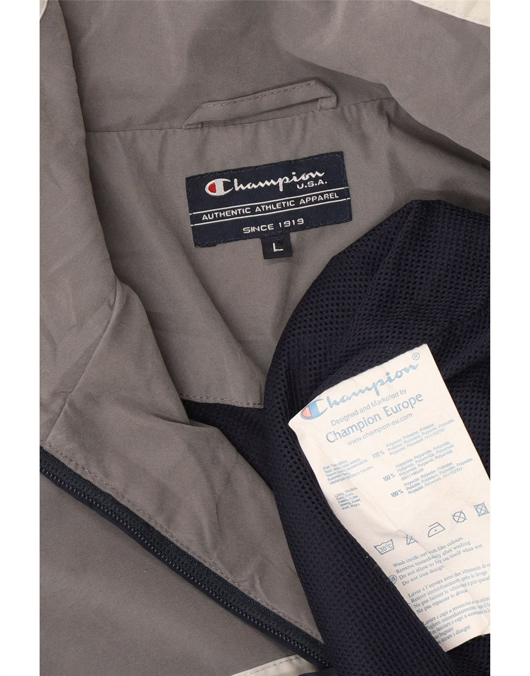 Champion Herren-Trainingsanzug-Top-Jacke, großes marineblaues Farbblock-Polyester