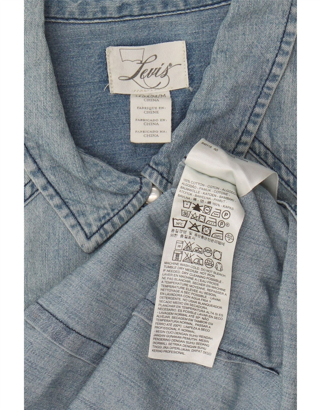 LEVI'S Damen Kurzarm-Jeanshemd UK 12 Mittelblaue Baumwolle
