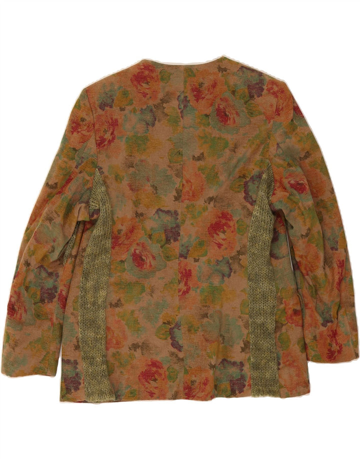 SEVENTY Womens 5 Button Blazer Jacket IT 44 Medium Brown Floral Cotton Vintage Seventy and Second-Hand Seventy from Messina Hembry 