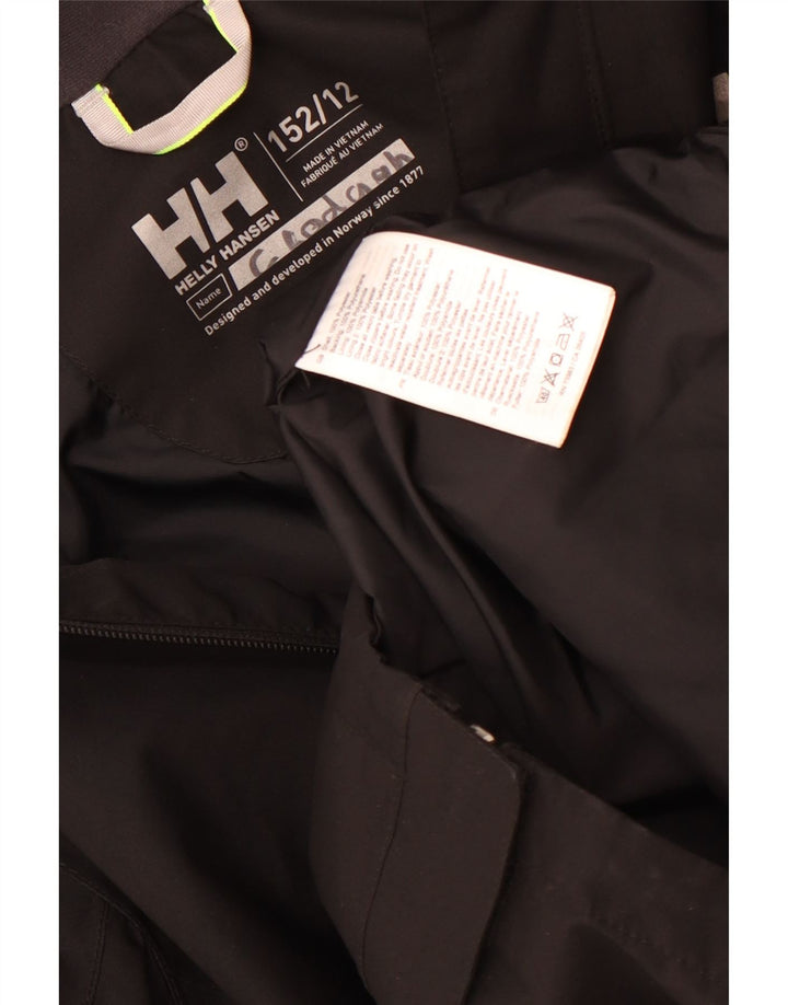 Helly Hansen Jungen-Regenjacke mit Kapuze, 11–12 Jahre, schwarzes Polyester