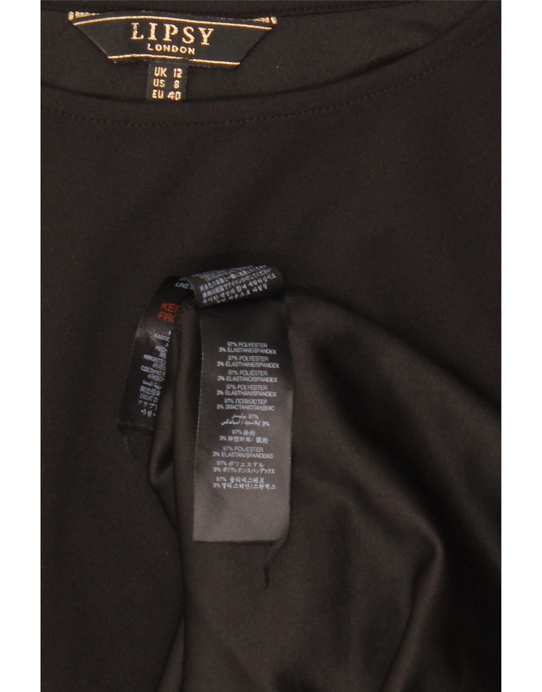 LIPSY Damen Figurbetontes Kleid UK 12 Medium Schwarz Polyester