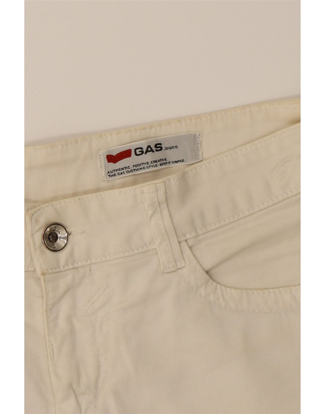 GAS Womens Denim Shorts W32 Large Off White Cotton Vintage Gas and Second-Hand Gas from Messina Hembry 
