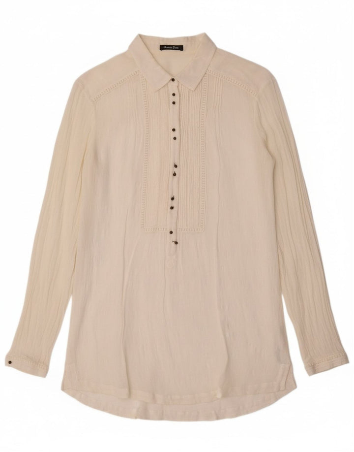 MASSIMO DUTTI Womens Pullover Shirt UK 12 Medium Off White Cotton