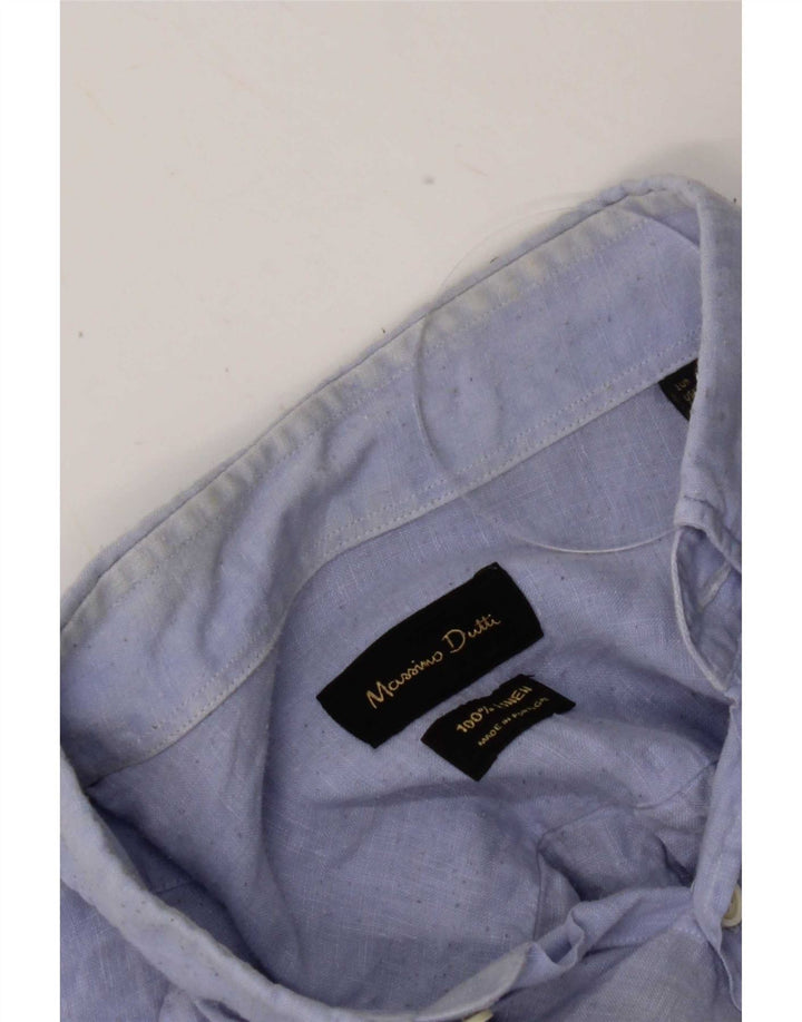 Massimo Dutti Herrenhemd XL Blaues Leinen