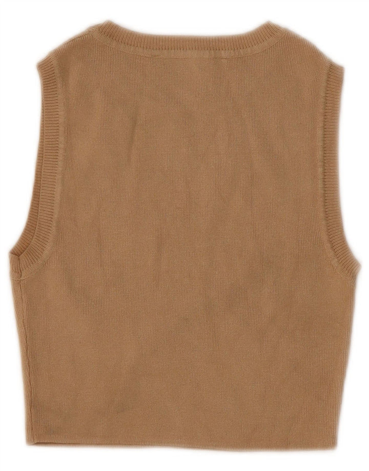 Zara Damen Crop Vest Top UK 8 Small Beige Viskose