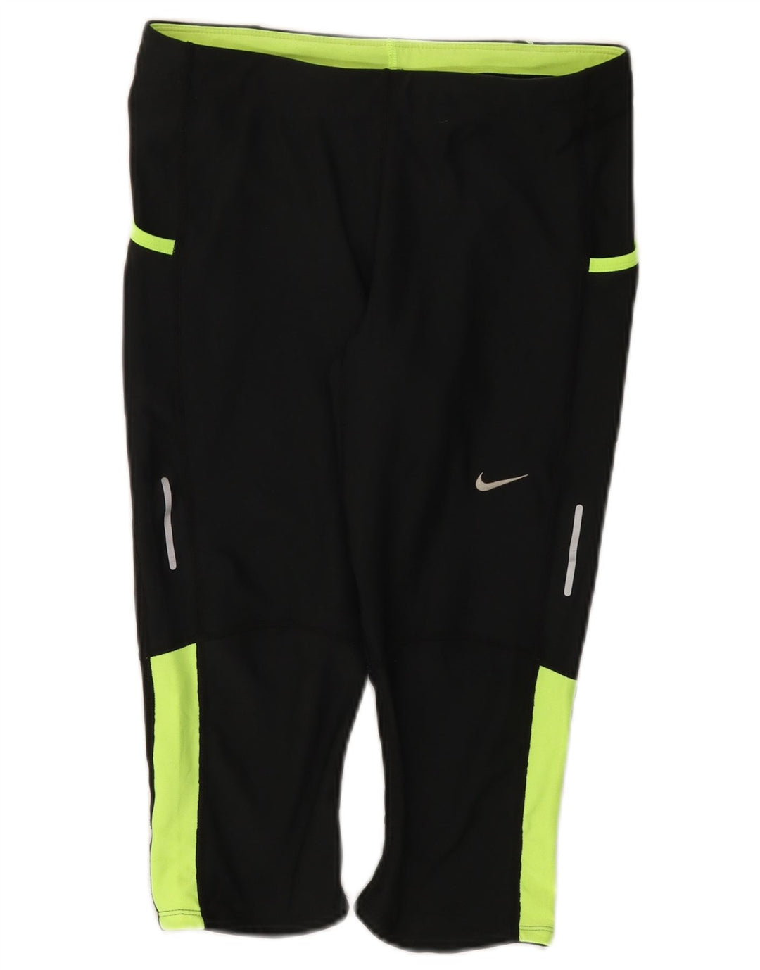 Nike Damen Dri Fit Capri-Leggings UK 12 Mittelschwarzes Colourblock-Polyester