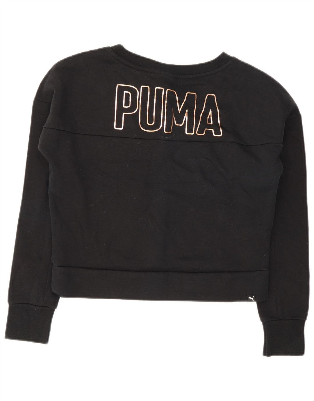 Puma Damen Crop Sweatshirt Pullover UK 12 Medium Schwarz Baumwolle