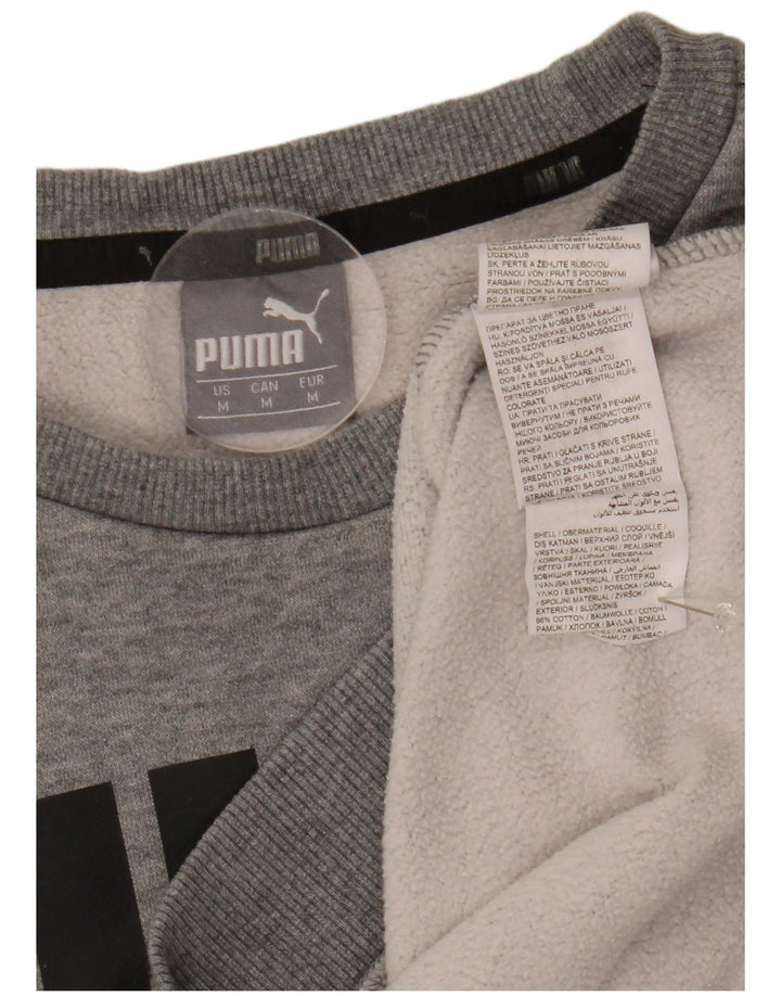 Puma Herren Grafik-Sweatshirt-Pullover aus mittelgrau gesprenkelter Baumwolle