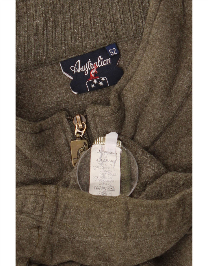 AUSTRALIAN L'ALPINA Herren-Trainingsanzugoberteil, IT-Größe 52, große Khaki-Baumwolle