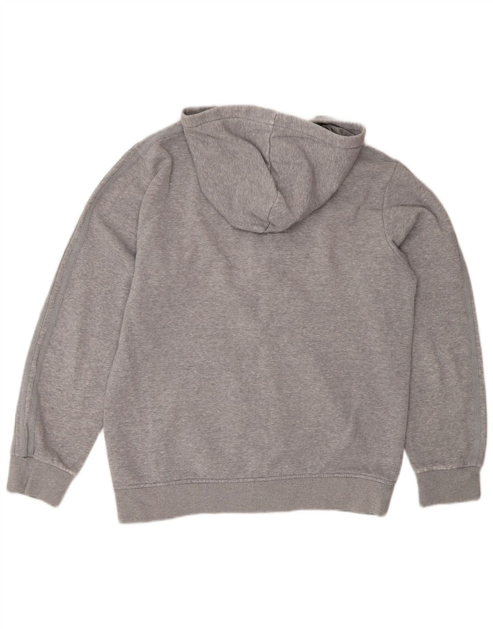 Adidas Herren-Kapuzenpullover mit Reißverschluss, mittelgraue Baumwolle