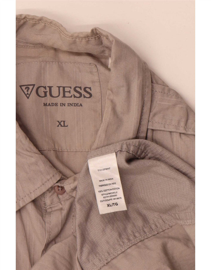 Guess Herren-Militärhemd XL aus grauer Baumwolle
