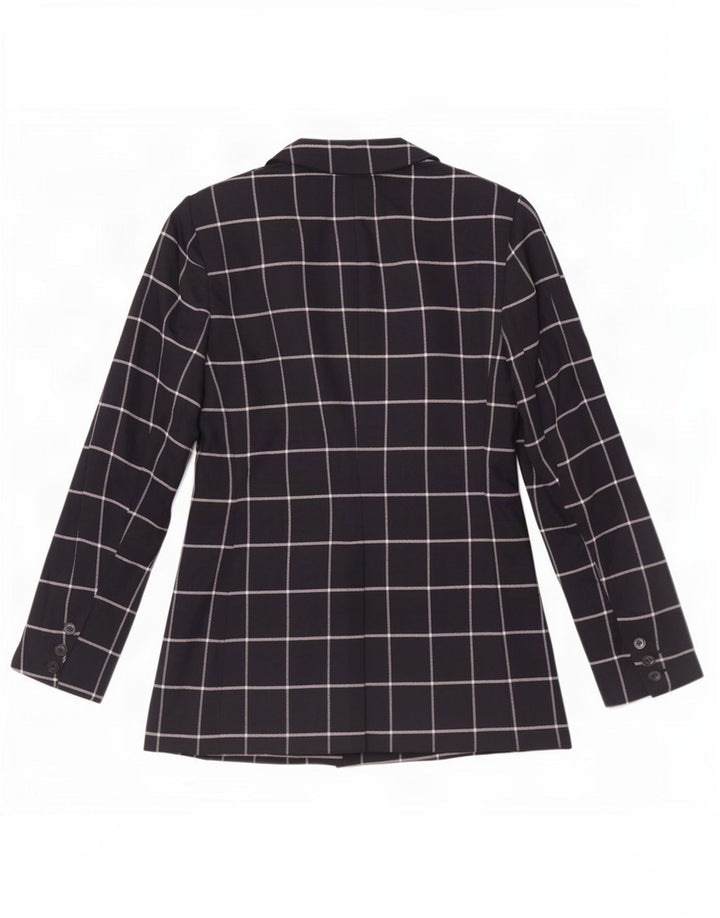 Marks & Spencer Damen Blazer Jacke UK 12 Medium Navy Blue Check