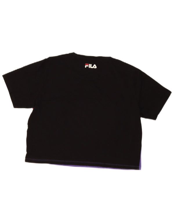 Fila Damen Crop Graphic T-Shirt Top UK 14 Medium Mehrfarbig Colourblock