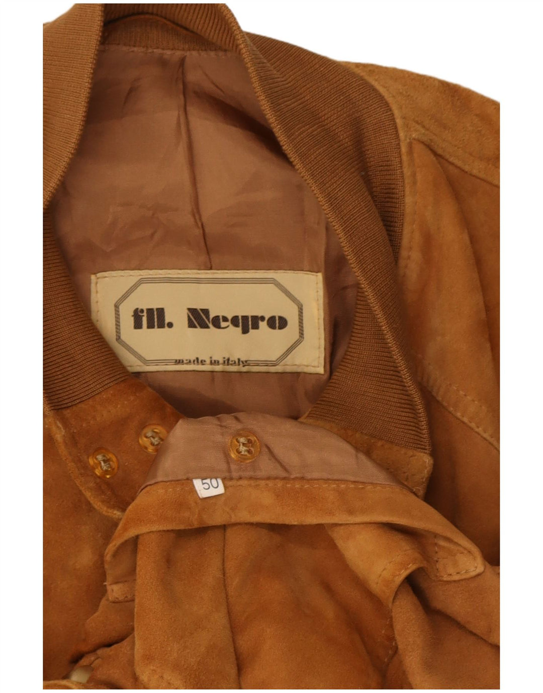 Vintage Herren Wildleder Bomberjacke IT 50 Großes braunes Leder