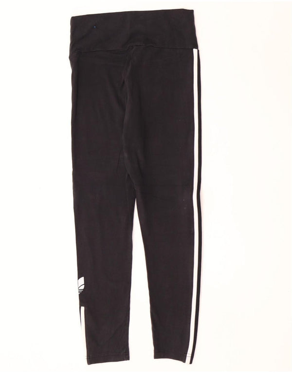Adidas Damen Leggings UK 12 Medium Schwarz Baumwolle