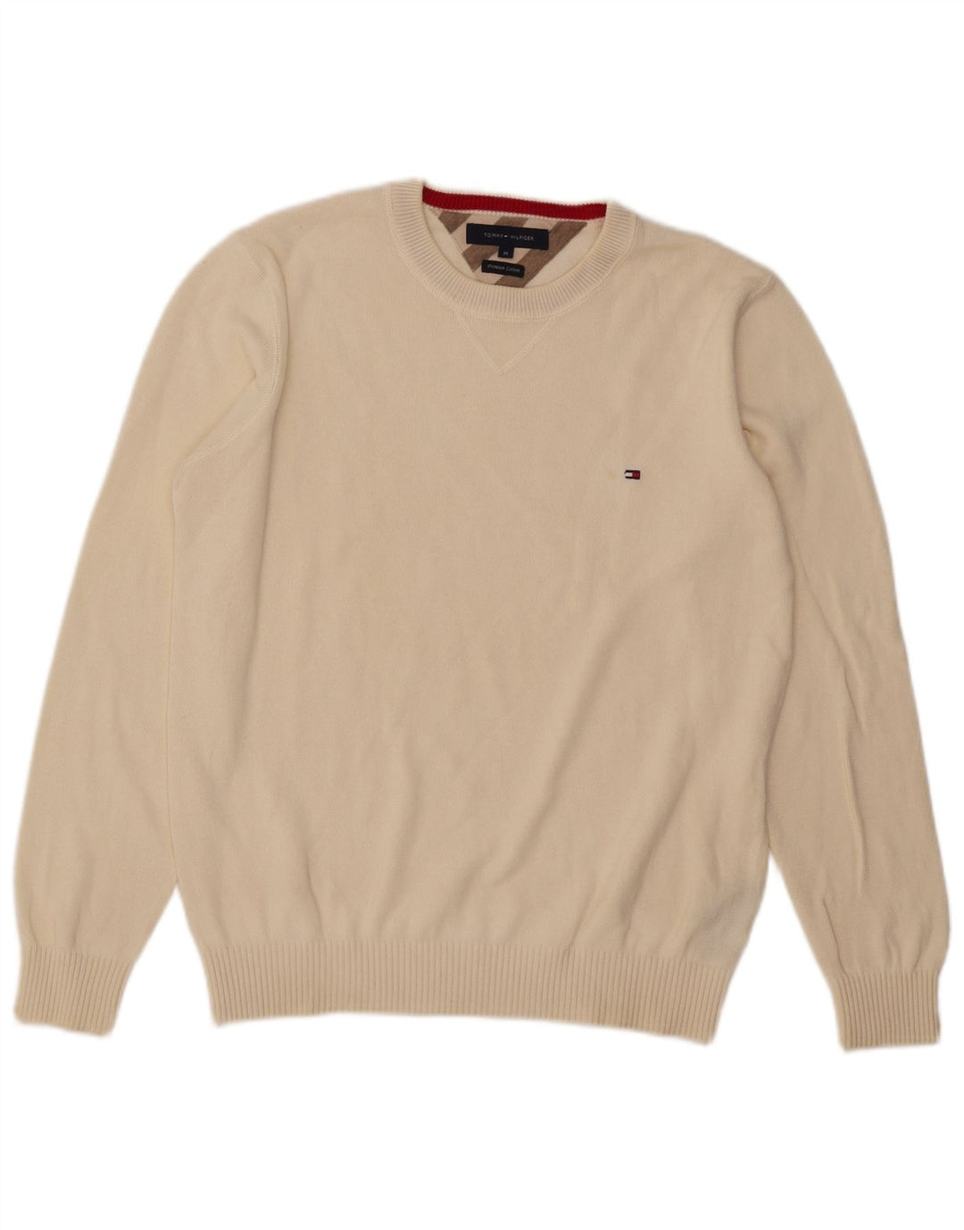 Tommy Hilfiger Herren-Pullover mit Rundhalsausschnitt, mittelbeige Baumwolle