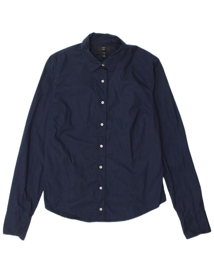 J. Crew Damen 365 Slim Hemd US 6 Medium Marineblau Baumwolle