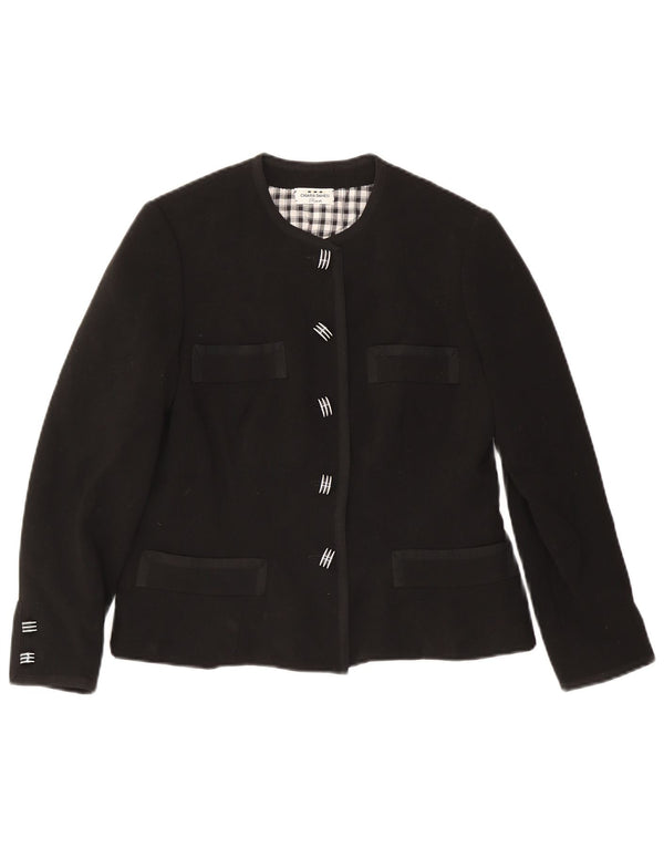 Vintage Damen 5-Knopf-Blazerjacke UK 12 Medium Schwarz