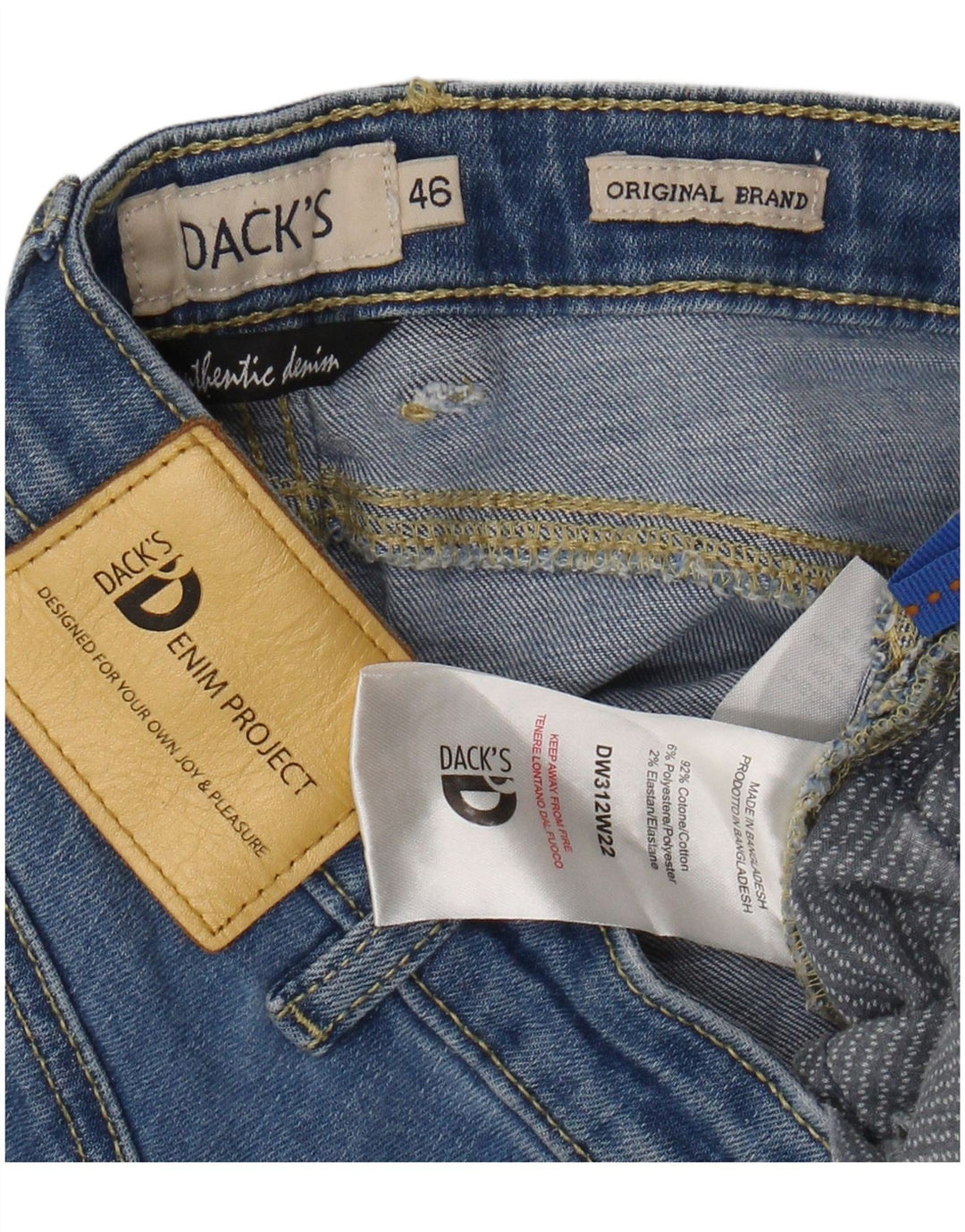 Dack's Herren-Jeans, verkürzt, schmal, EU 46, Größe S, W30, L26, Blau, Baumwolle