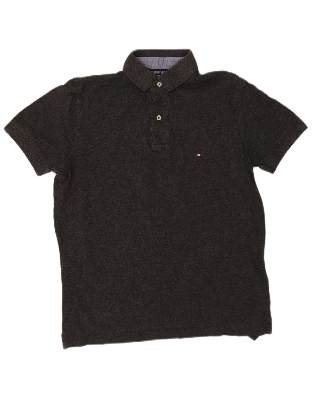 Tommy Hilfiger Herren-Poloshirt, kleine graue Baumwolle