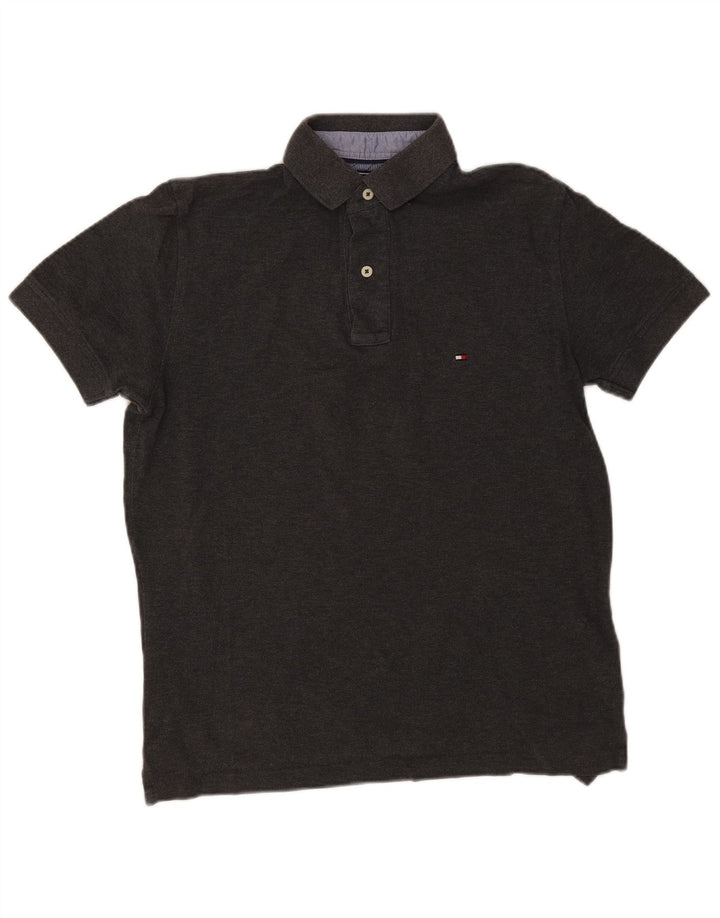 Tommy Hilfiger Herren-Poloshirt, kleine graue Baumwolle