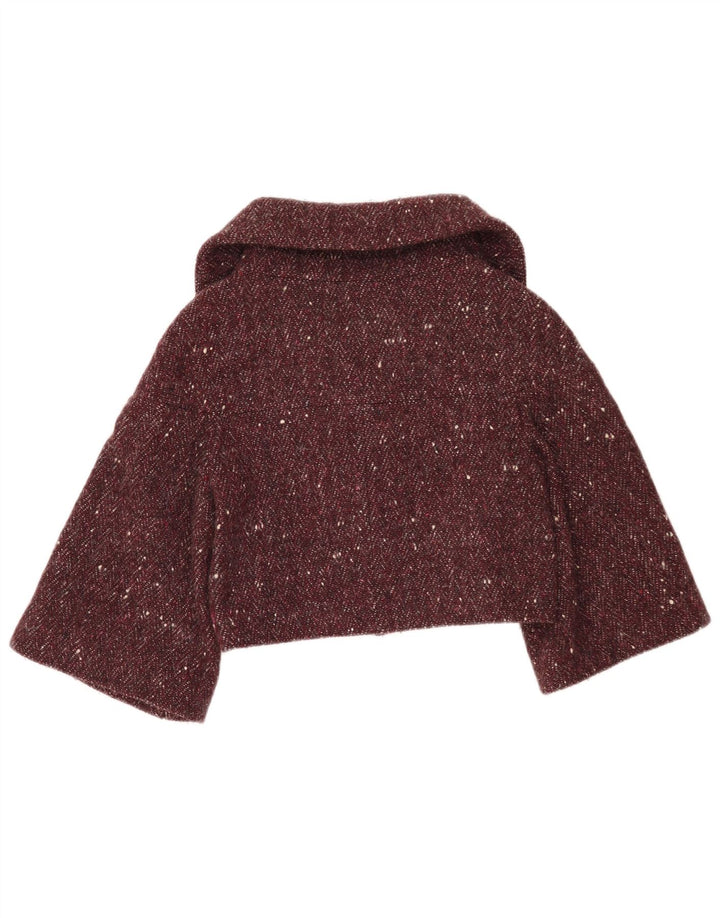 Benetton Damen Bolero-Jacke IT 42 Medium Burgundy Melierte Wolle