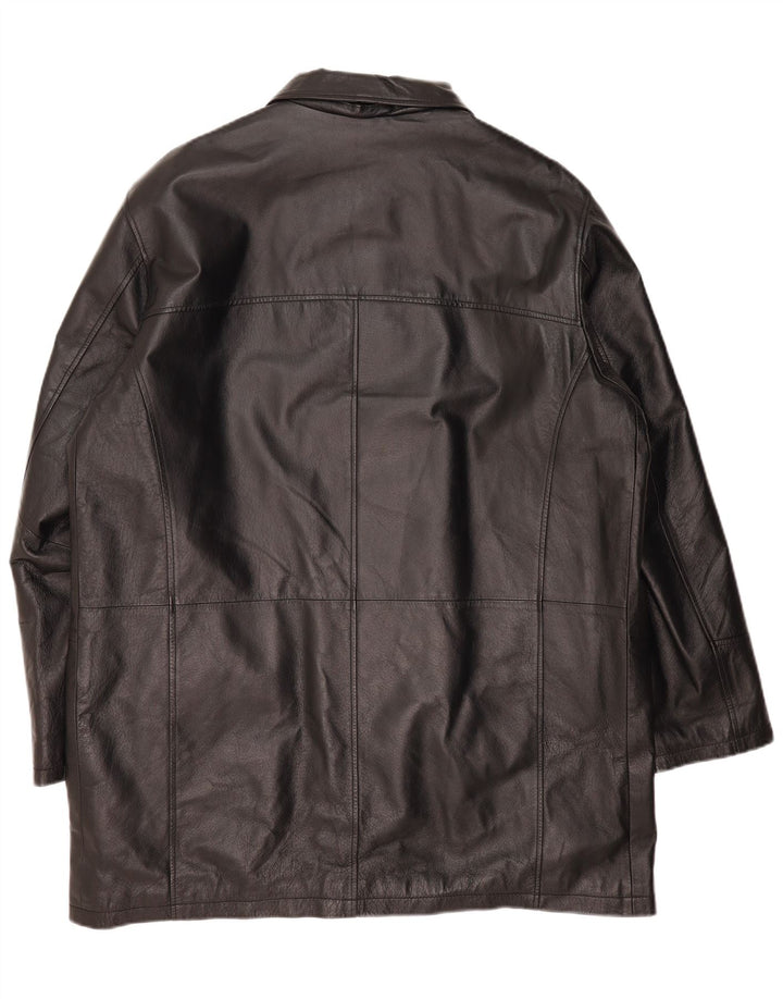 Vintage Herren Ledermantel IT 56 3XL Schwarzes Leder