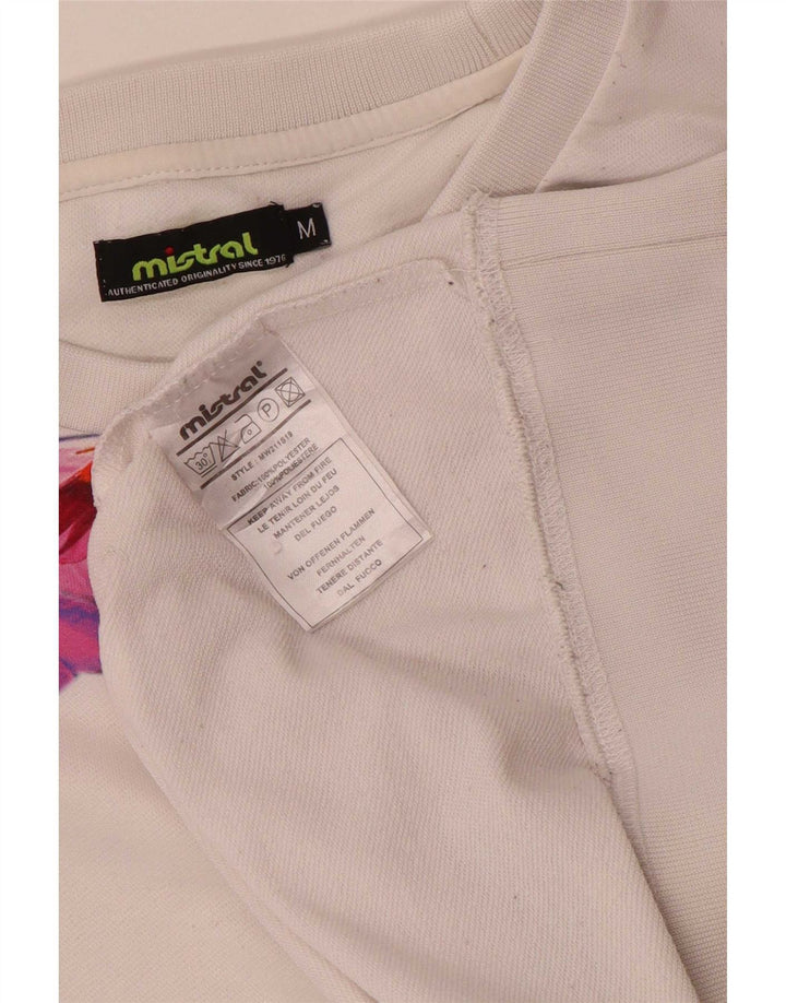 Mistral Damen-Sweatshirt-Pullover, Größe 44, mittelweiß, hawaiianisches Blumenmuster