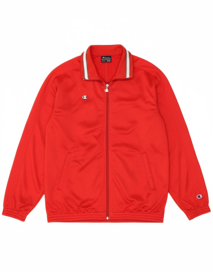 CHAMPION Boys Tracksuit Top Jacket 13-14 Years Red Polyester