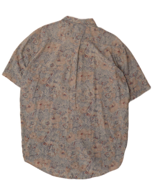 VINTAGE Herren Kurzarmhemd XL Mehrfarbiges Blumen-Rayon