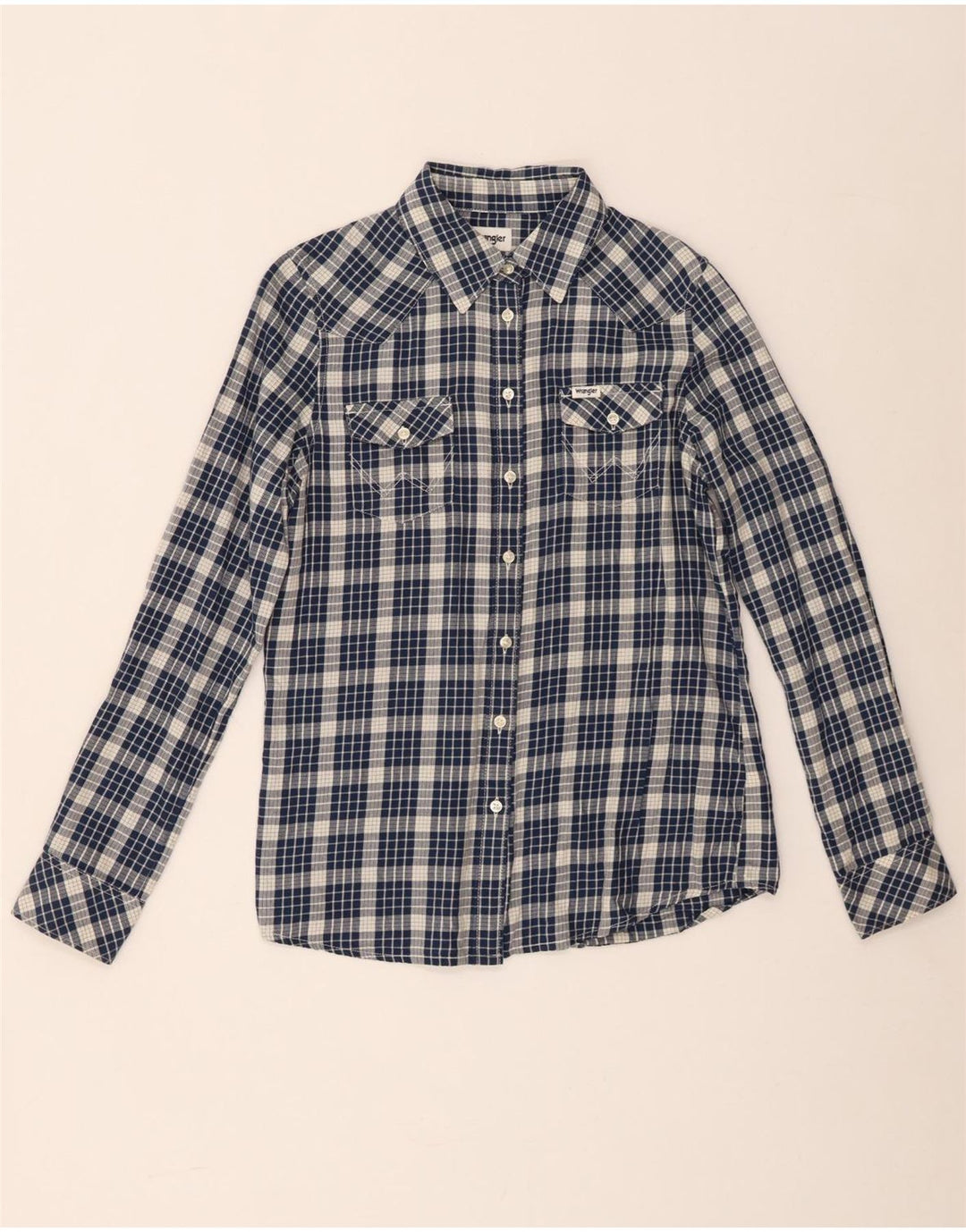 Wrangler Damen Flanellhemd XS Marineblau kariert Baumwolle