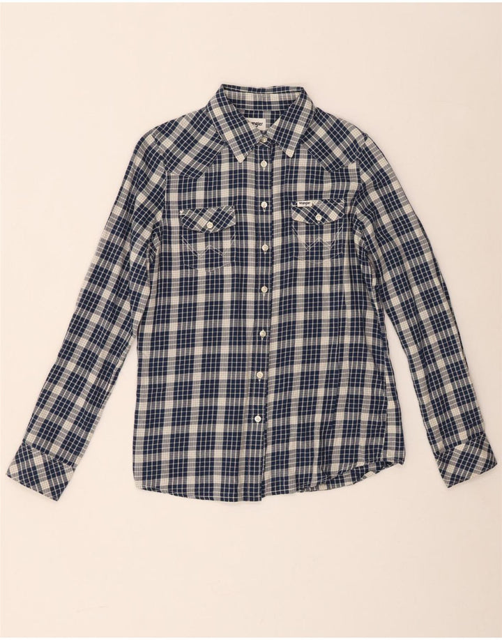 Wrangler Damen Flanellhemd XS Marineblau kariert Baumwolle