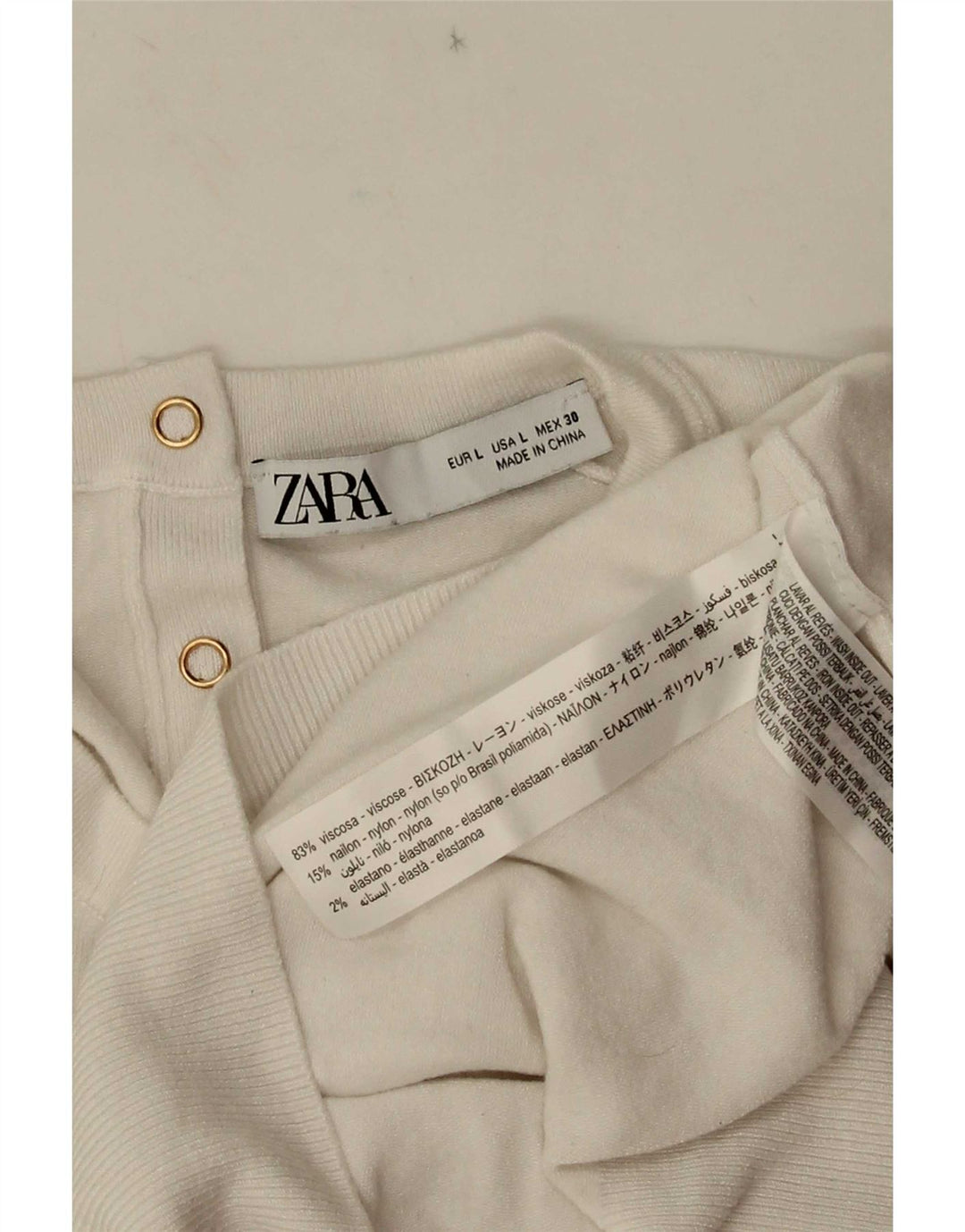 Zara Damen Bluse Top UK 14 Large Weiße Viskose