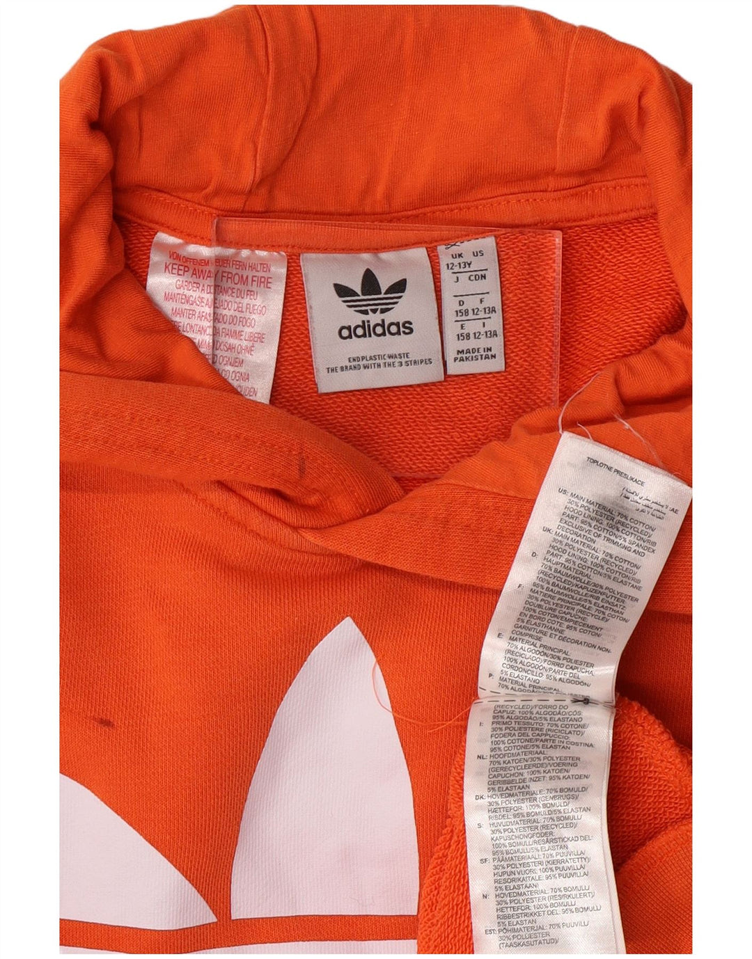 ADIDAS Kapuzenpullover mit Grafik für Jungen, 12–13 Jahre, orange Baumwolle