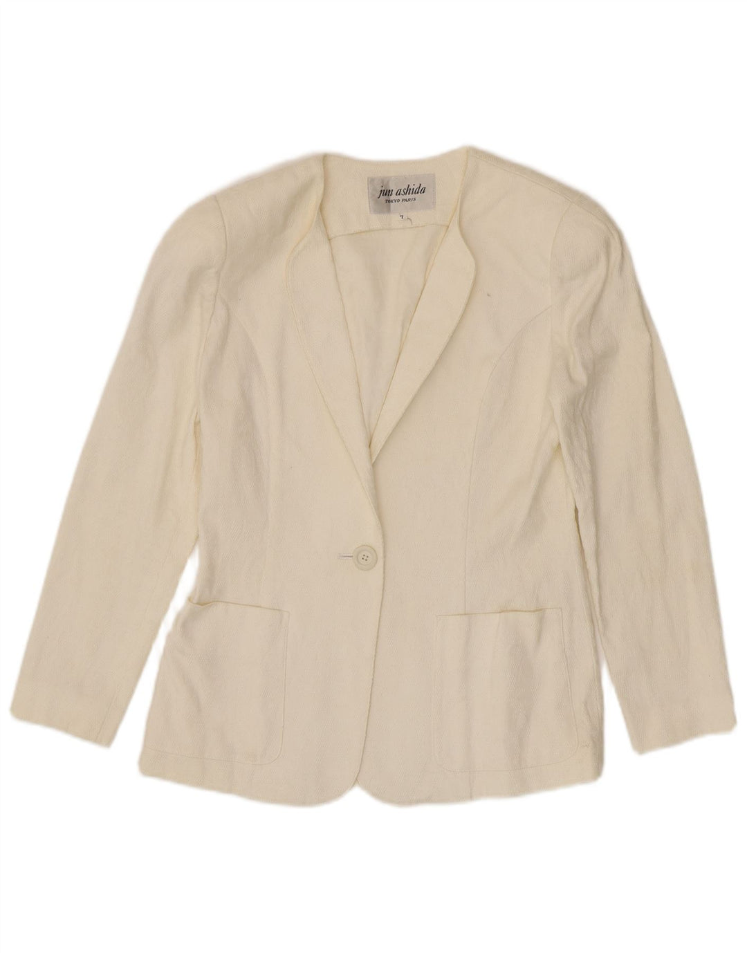 Jun Ashida Damen-Blazer mit 1 Knopf, Gr. 10, klein, gebrochenes Weiß, geometrisch