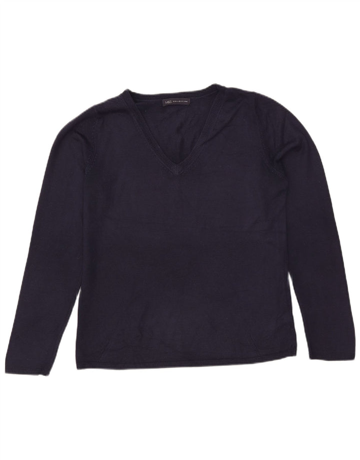 Marks & Spencer Damen-Pullover mit V-Ausschnitt, Gr. 12, mittleres Marineblau