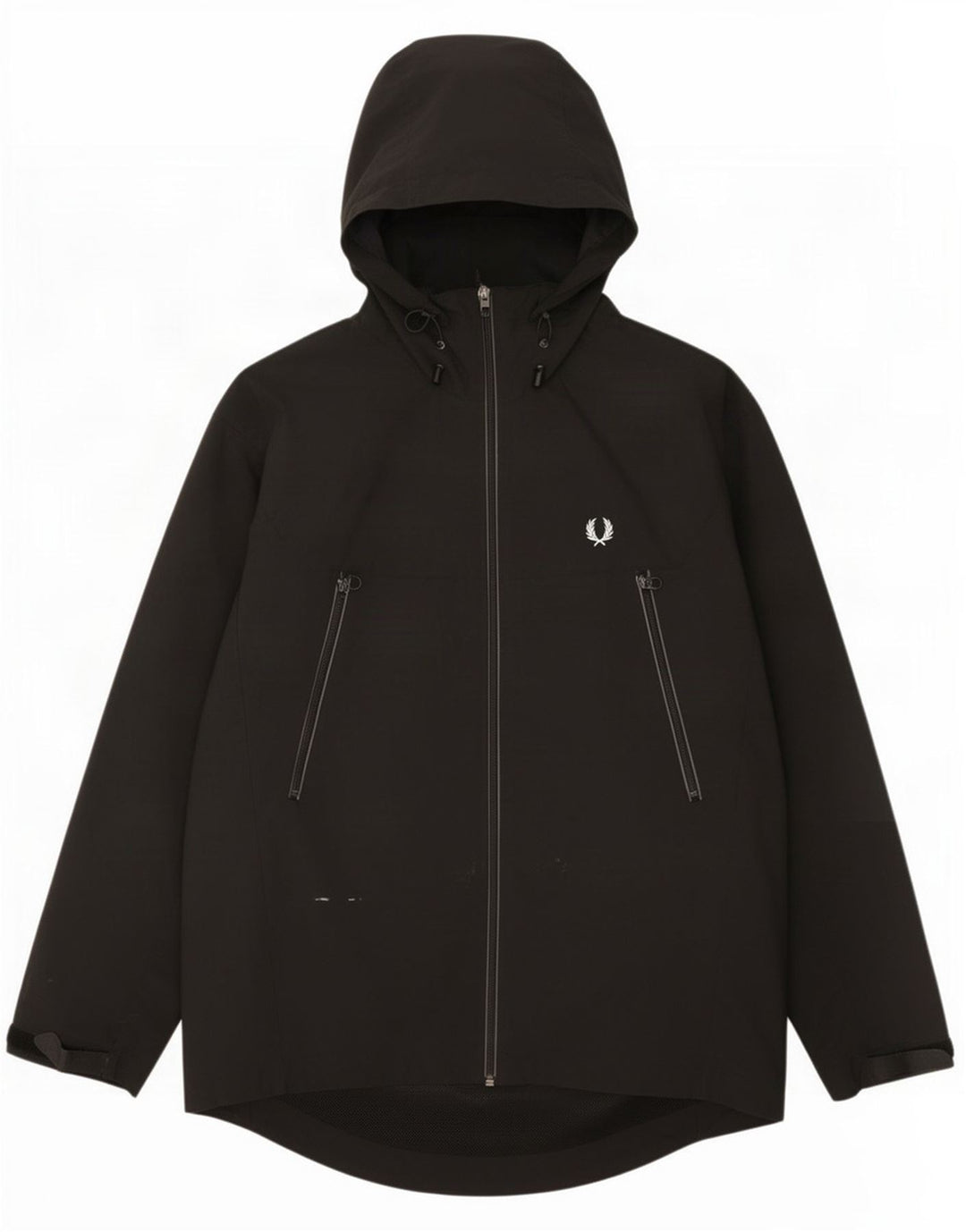 Fred Perry Herren-Regenjacke mit Kapuze, UK 38, Mittelschwarzes Nylon