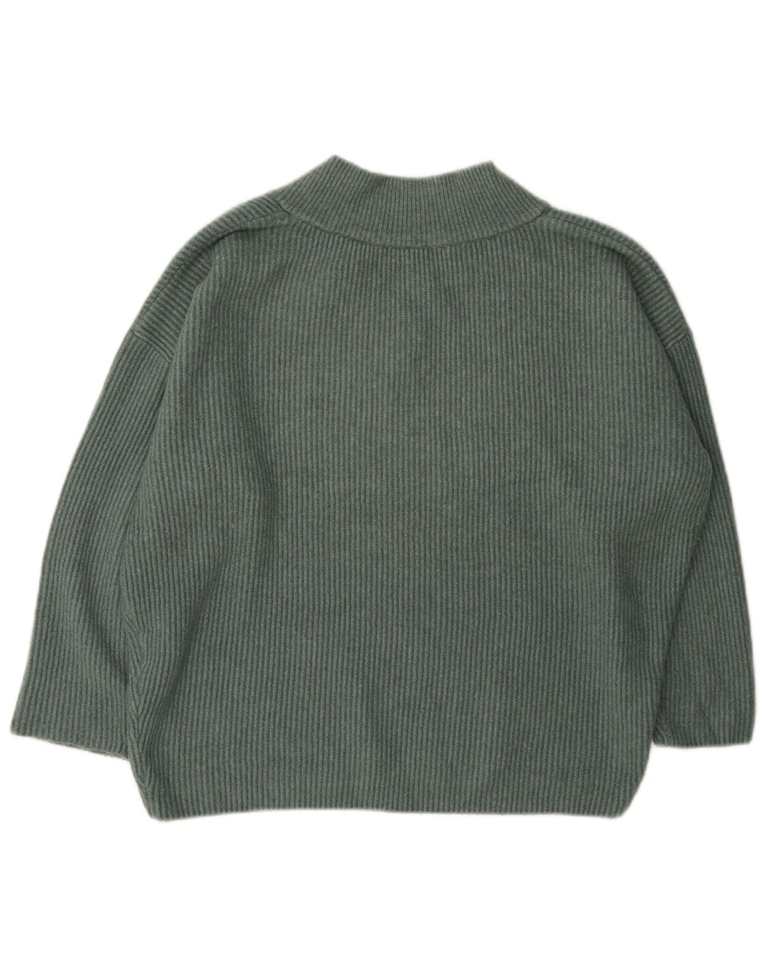 Übergroßer Pullover mit V-Ausschnitt von Zara für Damen, UK 14, mittelgrünes Acryl
